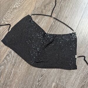 Black Sequin Halter Top